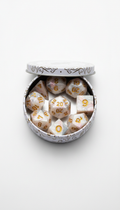 Pearl White Dice Set in Decorative Tin